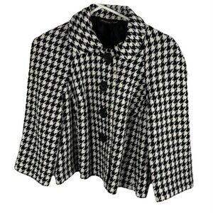 Vintage Briggs New York Houndstooth Cropped Blazer Jacket 6P Petite‎ Black White